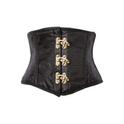 Black Brocade Steel Boned Mini Cincher Corset