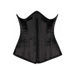 Black Zip Front Underbust Steel Boned Corset