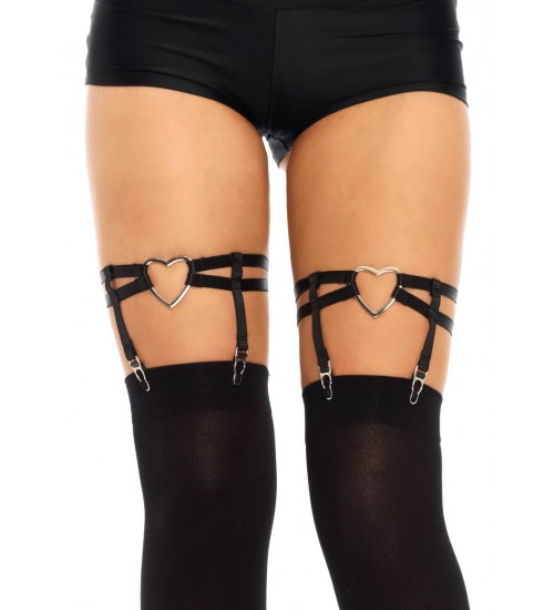 Black Heart Leg Garters