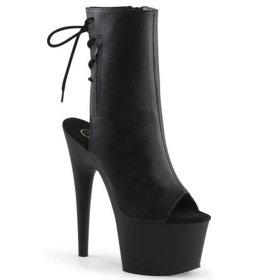 Black Peep Toe and Heel Platform Ankle Boots