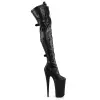 Beyond Black 10 Inch Buckled Thigh High Boots