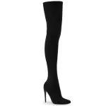 Courtly Black Nylon Thigh High Boot