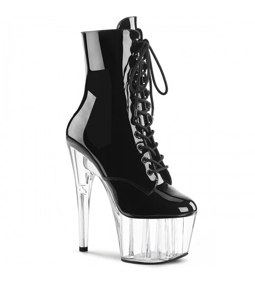 Adore Black Platform Boots with Clear Heel